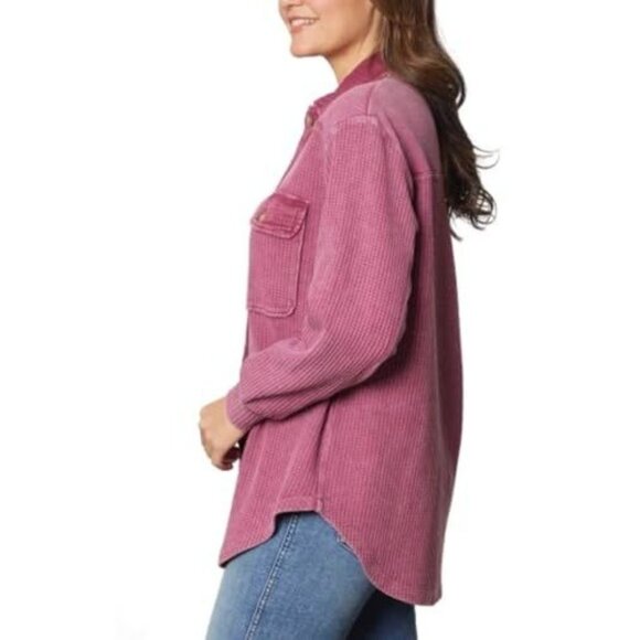 Briggs Women's Relaxed Fit Button Front Long Sleeve Waffle Shirt Size: S,M,L - Picture 2 of 16